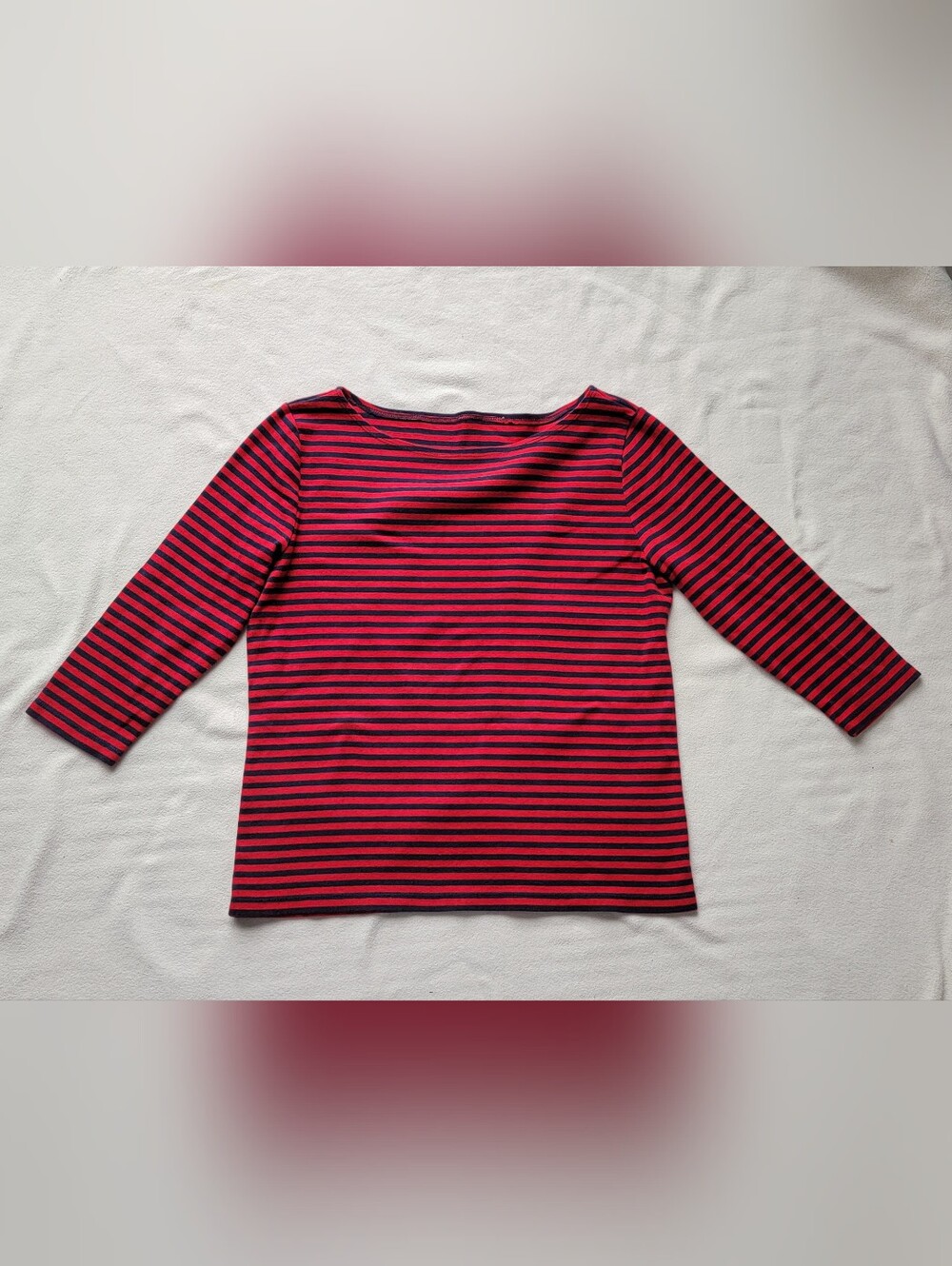 Red & Navy Striped Long-Sleeve Top